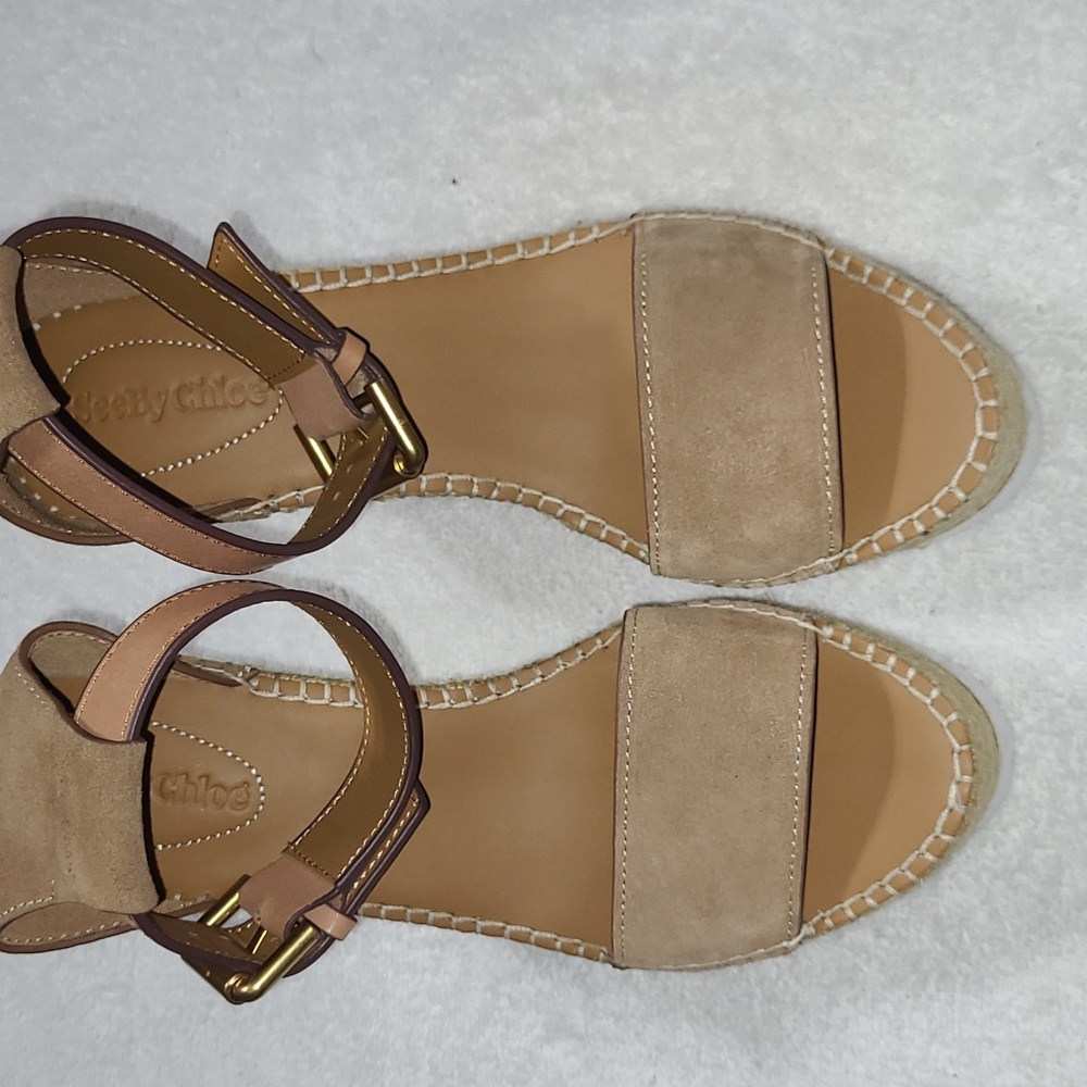 See By Chloe Glyn Platform Espadrille Wedge Sandals Size UE 37 US 6.5 - Picture 4 of 12